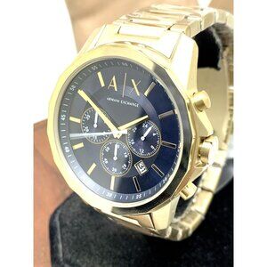 Armani Exchange Men's Watch AX7151SET Quartz Chronograph Blue Dial Gold Steel
